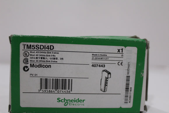 New | Schneider Electric | TM5SDI4D | Mod 4DI 24Vdc Sink 3 wires