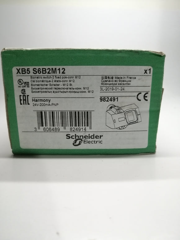 New | Schneider Electric | XB5 S6B2M12 | BIOMETRIC SWITCH-2 FIXED POS-CONN M12