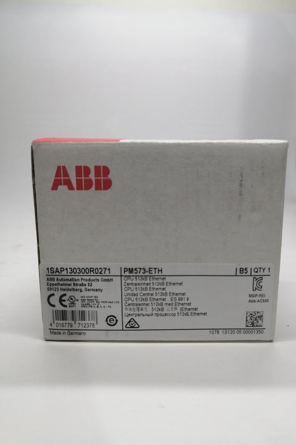 New | ABB | 1SAP130300R0271 | CPU 512KB ETHERNET PM573-ETH