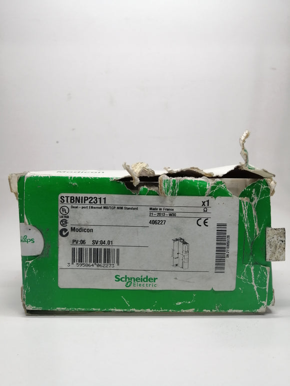 New Open Box | Schneider Electric | STBNIP2311 | DUAL PORT ETHERNET MB/TCP NIM STANDARD